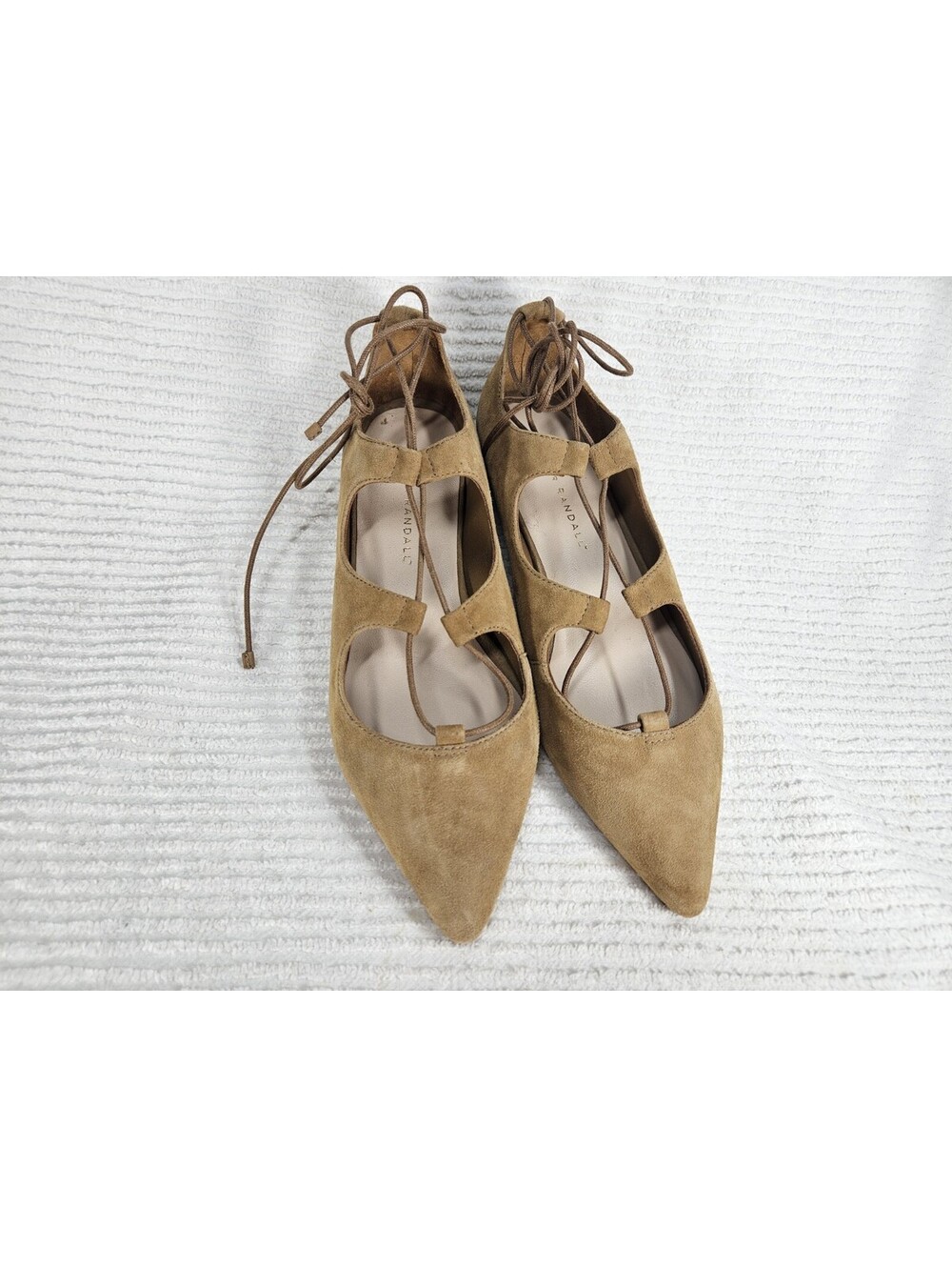 NOS 2015 Loeffler Randall Ballet Flats 7.5 7 1/2 Ambra Tan Sienna Suede Leather